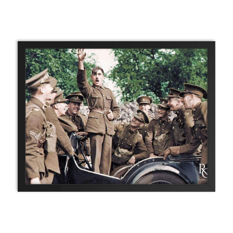 British Royal Signals Soldiers Mocking Adolf, October 3, 1939 framed print on a plain backdrop in size 18
