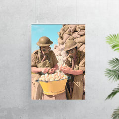 British Soldiers Wearing Gas Masks Peeling Onions at Tobruk, 1941 poster 7