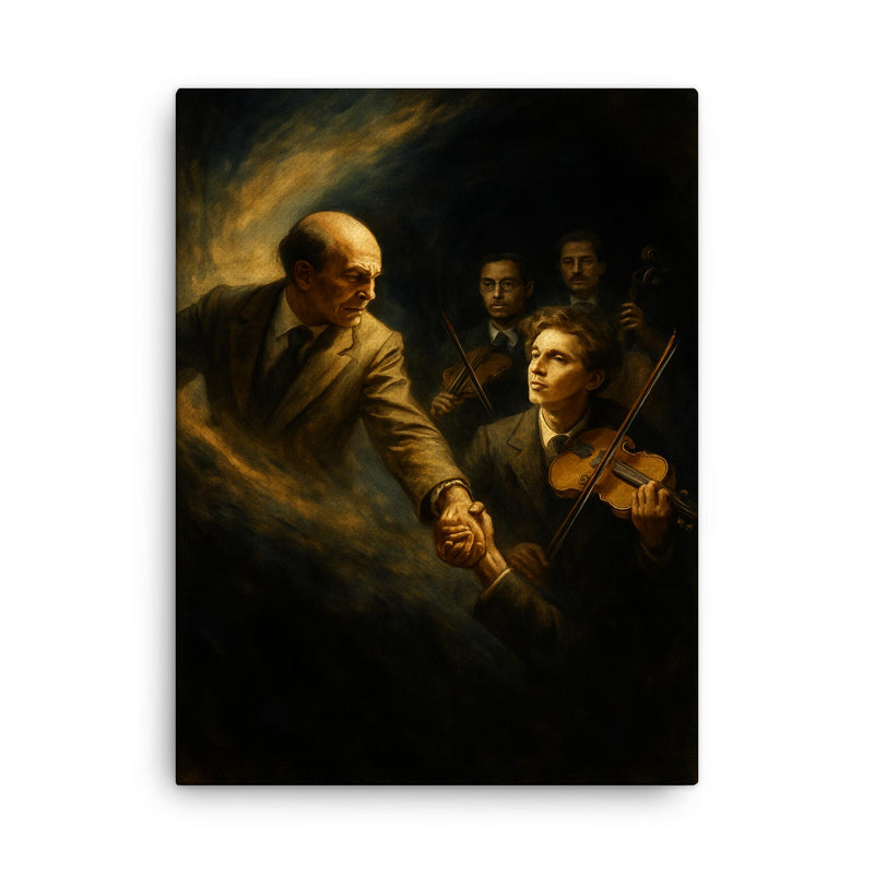 Bronislaw Huberman rescuing musicians from darkness canvas print on a plain backdrop in size 18