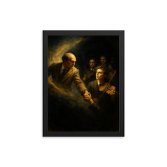 Bronislaw Huberman rescuing musicians from darkness framed print on a plain backdrop in size 12"x16".