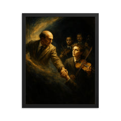 Bronislaw Huberman rescuing musicians from darkness framed print on a plain backdrop in size 16"x20".