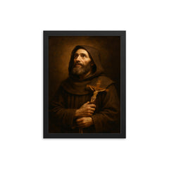 Brother Lawrence framed print on a plain backdrop in size 12"x16".