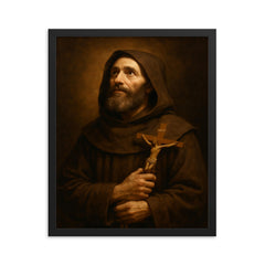 Brother Lawrence framed print on a plain backdrop in size 16"x20".