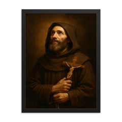 Brother Lawrence framed print on a plain backdrop in size 18"x24".