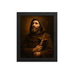 Brother Lawrence framed print on a plain backdrop in size 8"x10".