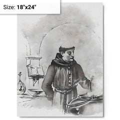 Brother Lawrence metal print on a plain backdrop in size 18"x24".