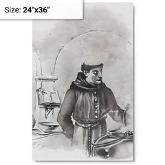 Brother Lawrence metal print on a plain backdrop in size 24"x36".