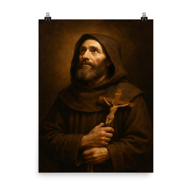 Brother Lawrence poster on a plain backdrop in size 8