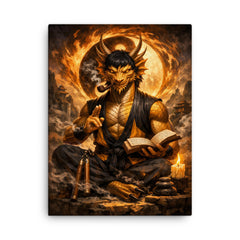 Bruce Lee inspired public domain dragon philosopher canvas print on a plain backdrop in size 18"x24".
