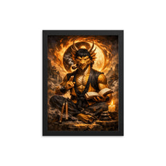 Bruce Lee inspired public domain dragon philosopher framed print on a plain backdrop in size 12"x16".