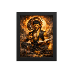 Bruce Lee inspired public domain dragon philosopher framed print on a plain backdrop in size 8"x10".