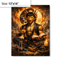 Bruce Lee inspired public domain dragon philosopher metal print on a plain backdrop in size 12"x16".