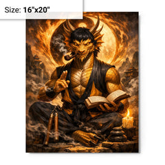 Bruce Lee inspired public domain dragon philosopher metal print on a plain backdrop in size 16"x20".