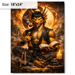 Bruce Lee inspired public domain dragon philosopher metal print on a plain backdrop in size 18"x24".