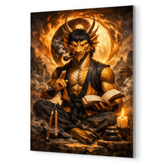 Bruce Lee inspired public domain dragon philosopher metal print mockup