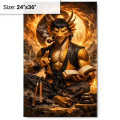 Bruce Lee inspired public domain dragon philosopher metal print on a plain backdrop in size 24"x36".