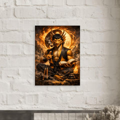 Bruce Lee inspired public domain dragon philosopher metal print mockup