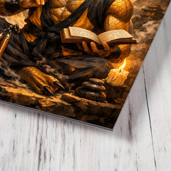 Bruce Lee inspired public domain dragon philosopher metal print mockup