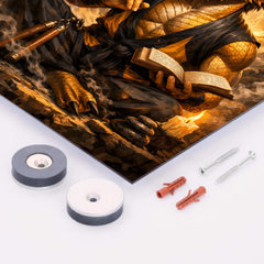 Bruce Lee inspired public domain dragon philosopher metal print mockup