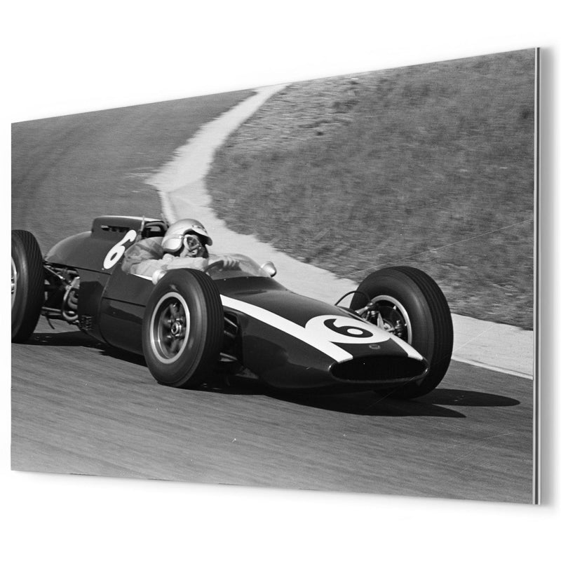 Bruce McLaren at 1962 Dutch Grand Prix metal print mockup