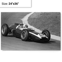 Bruce McLaren at 1962 Dutch Grand Prix metal print on a plain backdrop in size 24"x36".