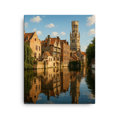 Bruges Canals Belgium canvas print on a plain backdrop in size 16"x20".