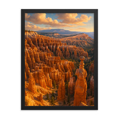Bryce Canyon Hoodoos Utah USA framed print on a plain backdrop in size 18"x24".