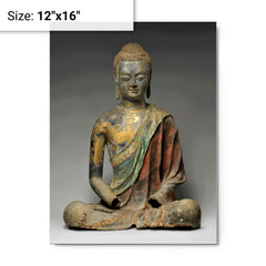 Buddha, probably Amitabha metal print on a plain backdrop in size 12"x16".