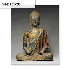 Buddha, probably Amitabha metal print on a plain backdrop in size 16"x20".