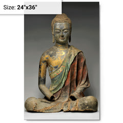 Buddha, probably Amitabha metal print on a plain backdrop in size 24"x36".