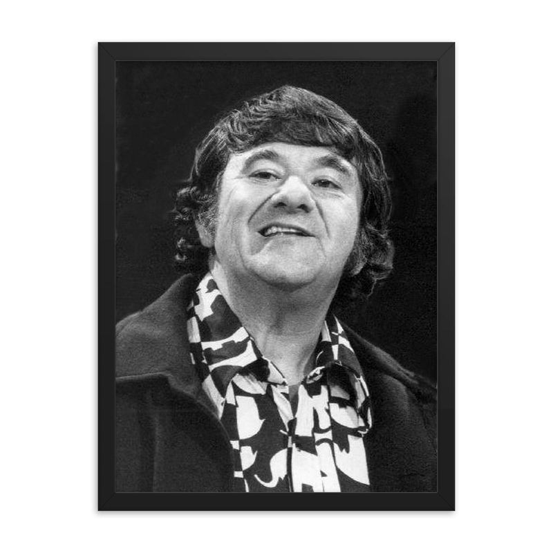 Buddy Hackett framed print on a plain backdrop in size 18