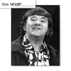Buddy Hackett metal print on a plain backdrop in size 16"x20".