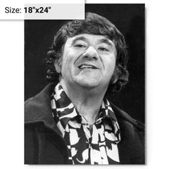 Buddy Hackett metal print on a plain backdrop in size 18"x24".