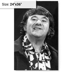 Buddy Hackett metal print on a plain backdrop in size 24"x36".