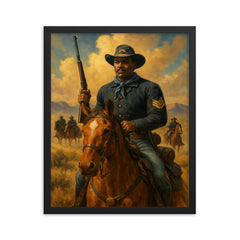 Buffalo Soldiers framed print on a plain backdrop in size 16"x20".