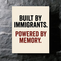 Built by immigrants Powered by memory metal print mockup