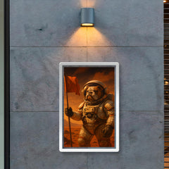 Bulldog astronaut planting a flag on Mars poster 2