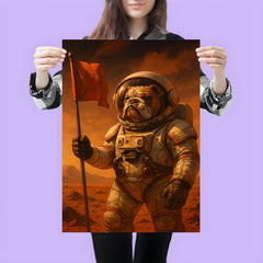 Bulldog astronaut planting a flag on Mars poster 3