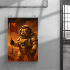 Bulldog astronaut planting a flag on Mars poster 4