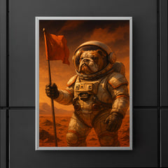 Bulldog astronaut planting a flag on Mars poster 5