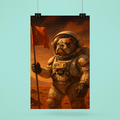 Bulldog astronaut planting a flag on Mars poster 6