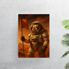 Bulldog astronaut planting a flag on Mars poster 7