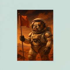 Bulldog astronaut planting a flag on Mars poster 8