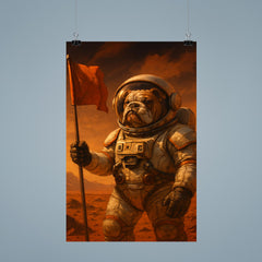 Bulldog astronaut planting a flag on Mars poster 9