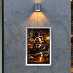 Bulldog crime boss in pinstripe and whisky poster 2