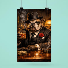Bulldog crime boss in pinstripe and whisky poster 6