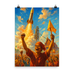 Bun Bang Fai Rocket Festival Thailand poster on a plain backdrop in size 8"x10".