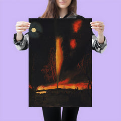 Burning Oil Well at Night by James Hamilton, 1861 poster 3