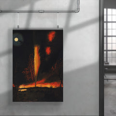 Burning Oil Well at Night by James Hamilton, 1861 poster 4