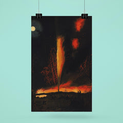 Burning Oil Well at Night by James Hamilton, 1861 poster 6